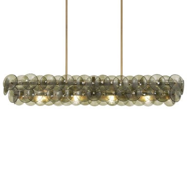 Maxim Lighting Loren Linear Chandelier in Weathered Brass with Vintage Green Glass - Alternate Finish