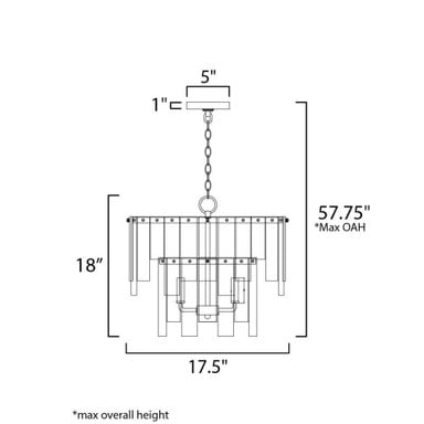 Maxim Lighting 21833AGGL Warren Semi Flush Mount - Dimension Diagram (17.5 in W x 18 in H)