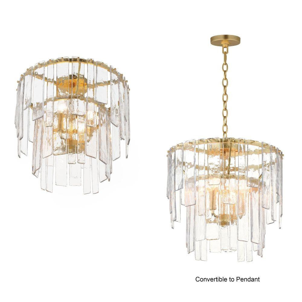 Maxim Lighting 21833AGGL Warren Semi Flush Mount - Convertible to Pendant Configuration