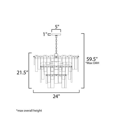 Maxim Lighting 21835AGDBZ Warren Pendant - Specification Diagram 24 inch Width 21.5 inch Height