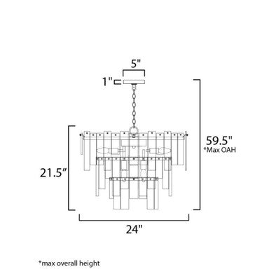 Maxim Lighting 21835AGGL Warren 9 Light Gold Leaf Pendant - Dimension Diagram