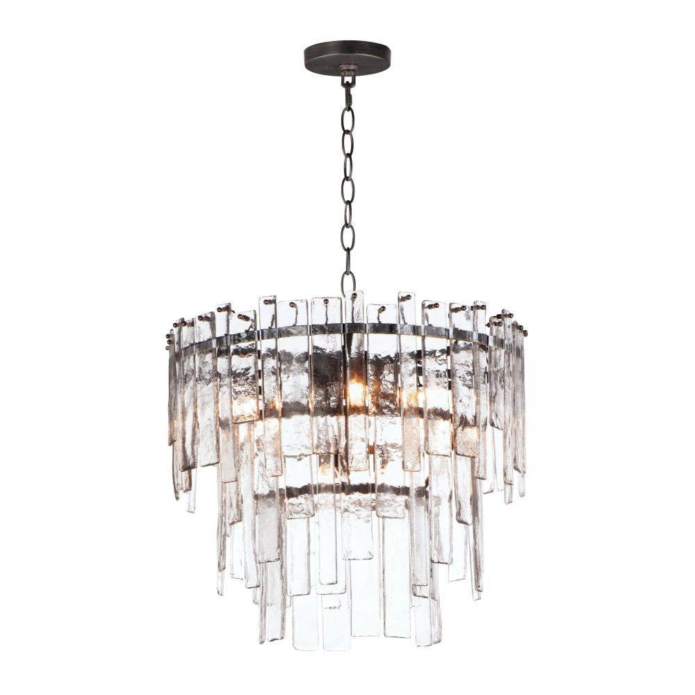 Maxim Lighting 21835AGDBZ Warren 9 Light Dark Bronze Pendant Full View with Chain and Canopy