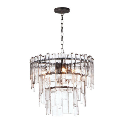 Maxim Lighting 21835AGDBZ Warren 9 Light Dark Bronze Pendant Full View with Chain and Canopy