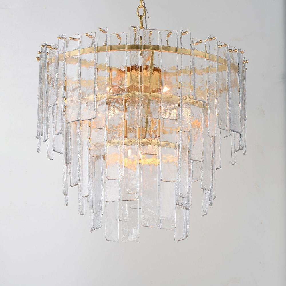 Maxim Lighting 21835AGGL Warren 9 Light Gold Leaf Pendant - Front View Illuminated