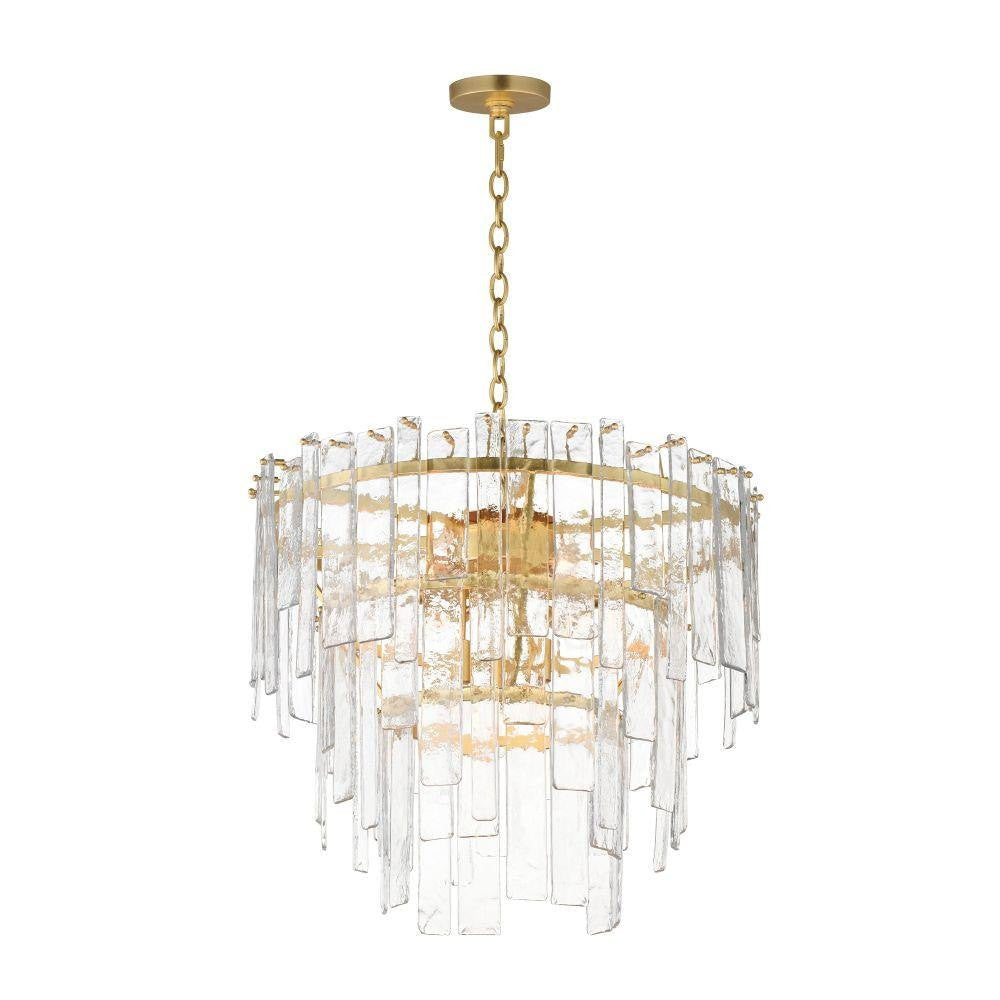 Maxim Lighting 21835AGGL Warren 9 Light Gold Leaf Pendant - Full View with Chain