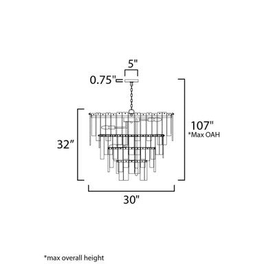 Maxim Lighting 21837AGGL Warren Pendant - Dimensions Diagram 30 inch Wide 32 inch Height