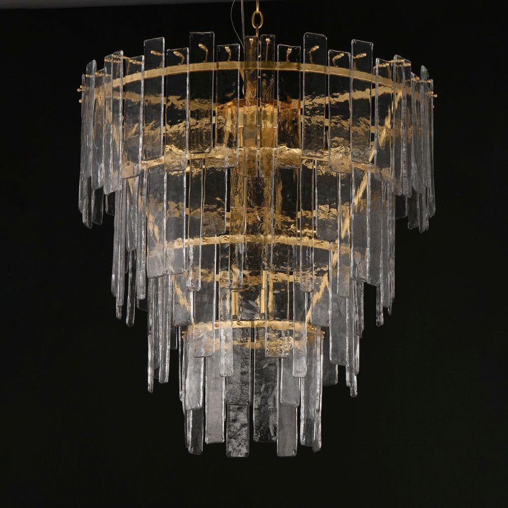 Maxim Lighting 21837AGGL Warren 12 Light Gold Leaf Pendant - Dark Background Close Up