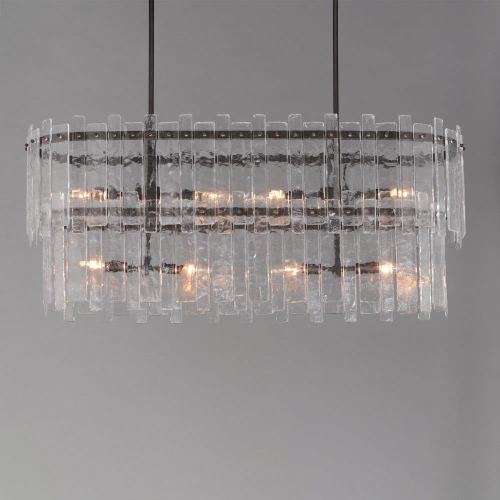 Maxim Lighting 21838AGGL Warren 8 Light Gold Leaf Linear Pendant - Side View