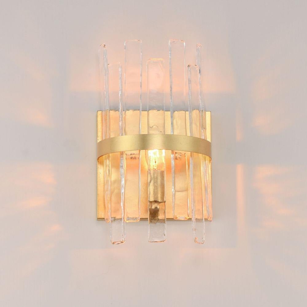 Maxim Lighting 21839AGGL Warren 1 Light Gold Leaf Wall Sconce - illuminated lifestyle view