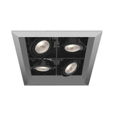 Eurofase Lighting TE114BGU10-0N 4-in MR16 Recessed Light with Trim, Square, 4-Light, GU10, Wattage 200W, Voltage 120V, Platinum/Black