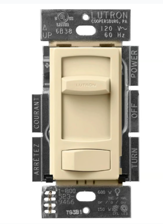 Lutron CTCL-153PH-IV Skylark Contour LED+ Dimmer Switch, No 150W LED or 600W Inc/Hal, 120V, Single Pole/3-Way, Ivory Finish