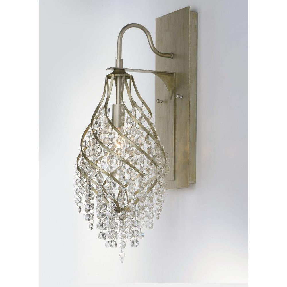 Maxim Lighting 22001CGOI Twirl 1 Light Wall Sconce Gold Silver Beveled Crystal Front View