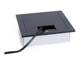 Lew Electric 2200 Recessed Floor Box for Concrete or Wood, Hinged Lid, 2 Decora, Black Finish