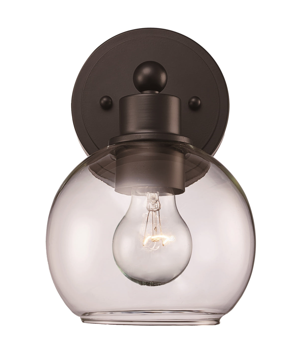 Trans Globe Lighting 22221 BK Grand 1 light black wall sconce with clear glass shade