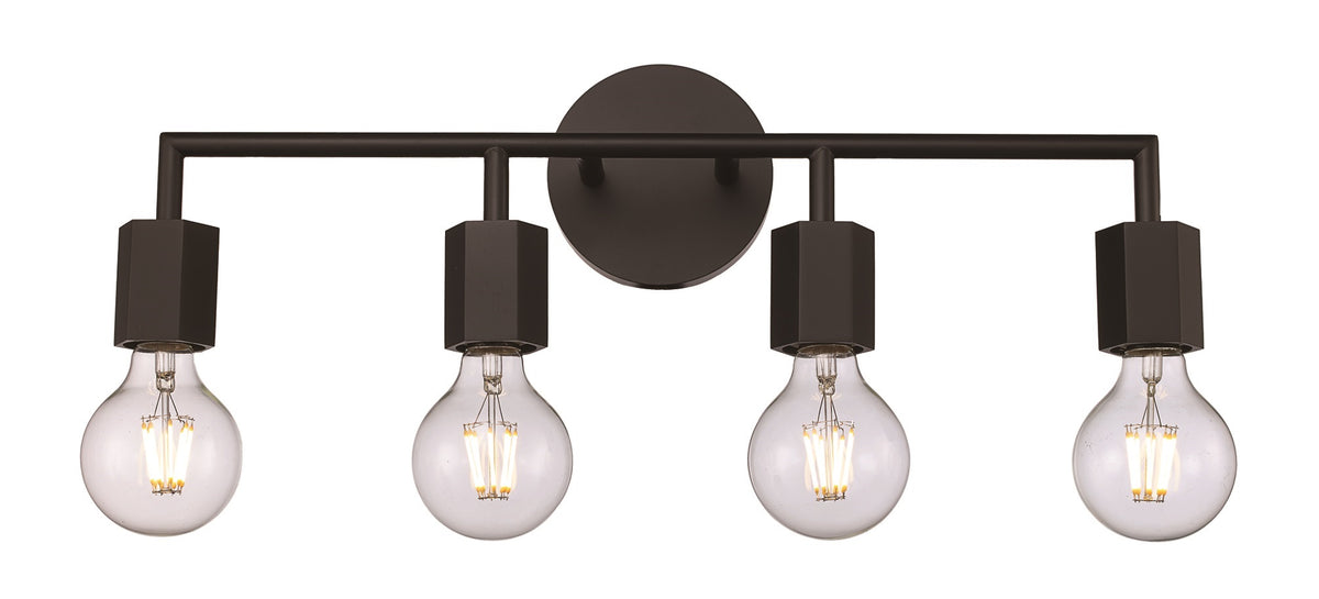 Trans Globe Lighting 22234 BK Placerville 4 light black bath vanity wall light