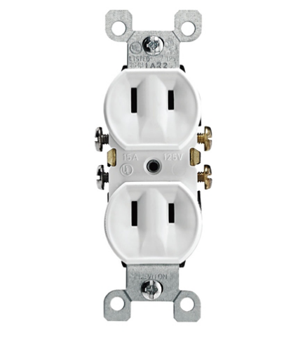 Leviton 223-W 15 Amp, Non-Grounding 2-Wire Receptacle
