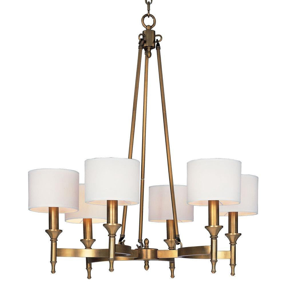 Maxim Lighting 22375OMNAB Fairmont 6 Light Natural Aged Brass Chandelier - White Background