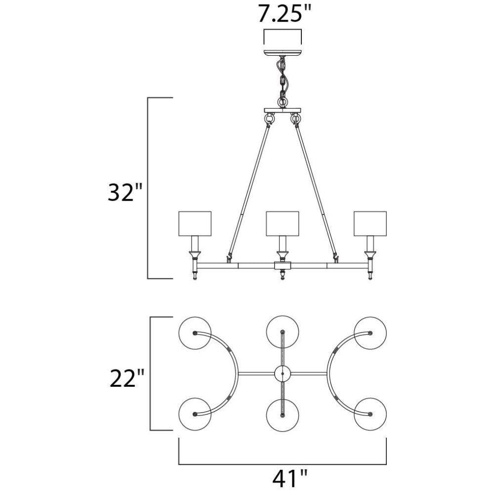Maxim Lighting 22376OMNAB Fairmont Chandelier Dimensions Diagram 41 inch Width 22 inch Depth 32 inch Height