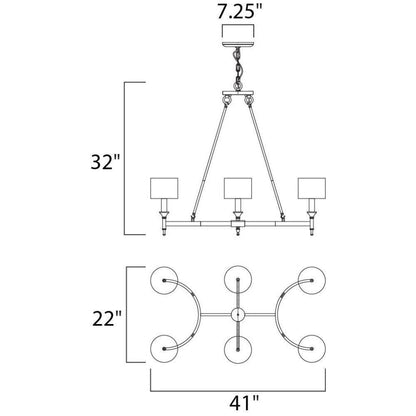 Maxim Lighting 22376OMNAB Fairmont Chandelier Dimensions Diagram 41 inch Width 22 inch Depth 32 inch Height