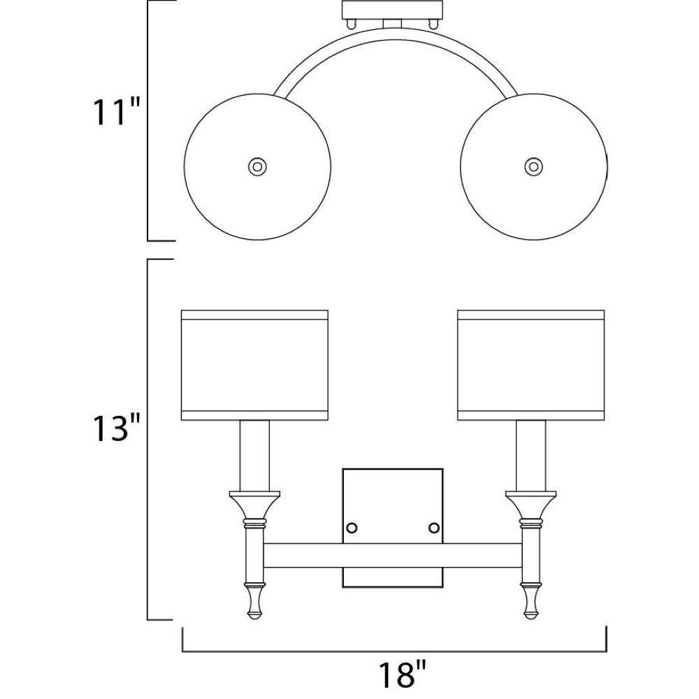 Maxim Lighting 22379OMNAB Fairmont 2 Light Wall Sconce - Dimensions Diagram 18W x 13H inches