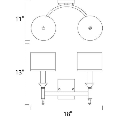 Maxim Lighting 22379OMNAB Fairmont 2 Light Wall Sconce - Dimensions Diagram 18W x 13H inches