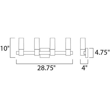 Maxim Lighting 22414SWNAB Contessa 4 Light Bath Vanity Wall Light - Dimensions Diagram
