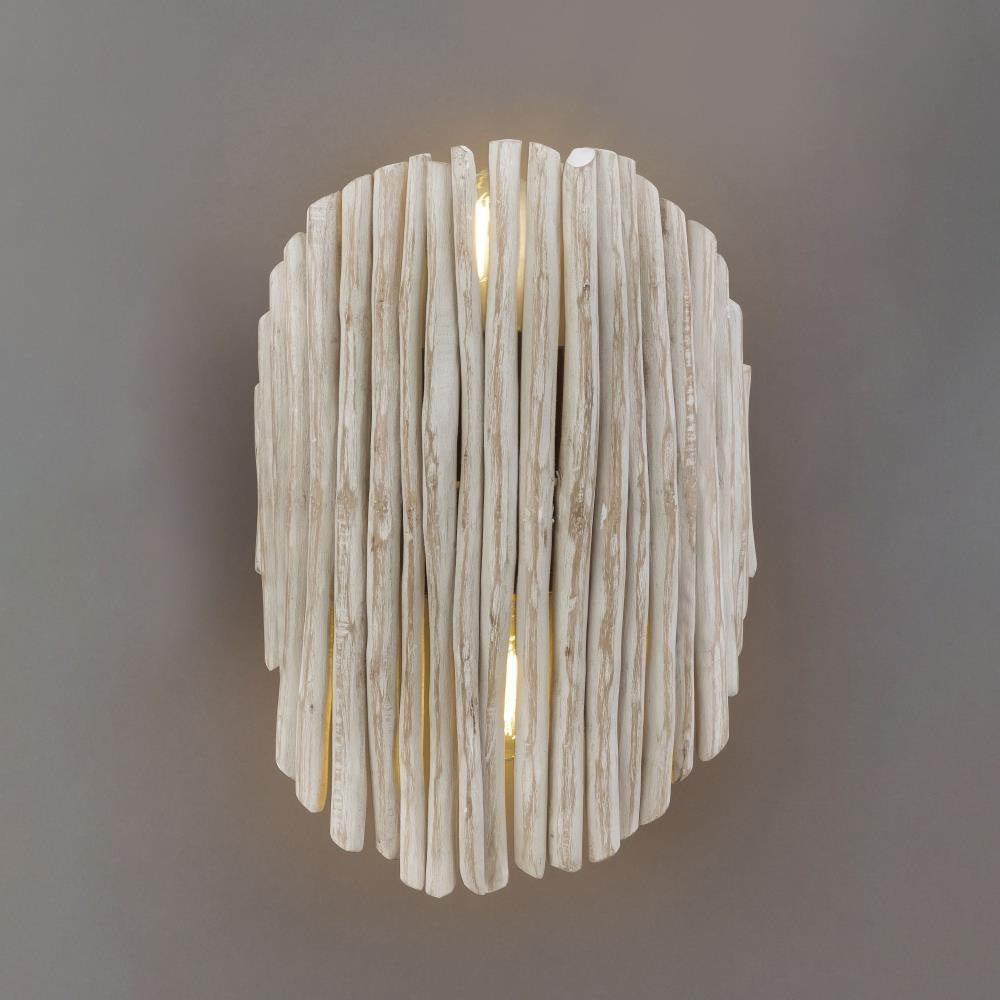 Maxim Lighting 22420WWTBZ Baywood 2 Light Wall Sconce in Weathered White - Front View Illuminated