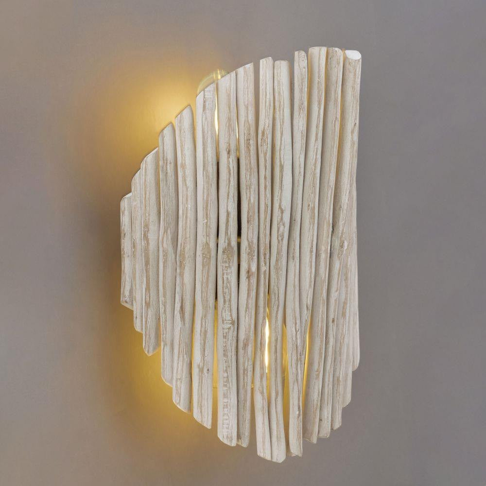 Maxim Lighting 22420WWTBZ Baywood 2 Light Wall Sconce in Weathered White - Side Angle View Illuminated