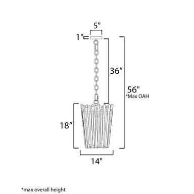 Maxim Lighting 22421WWTBZ Baywood 1 Light Pendant - dimensions diagram