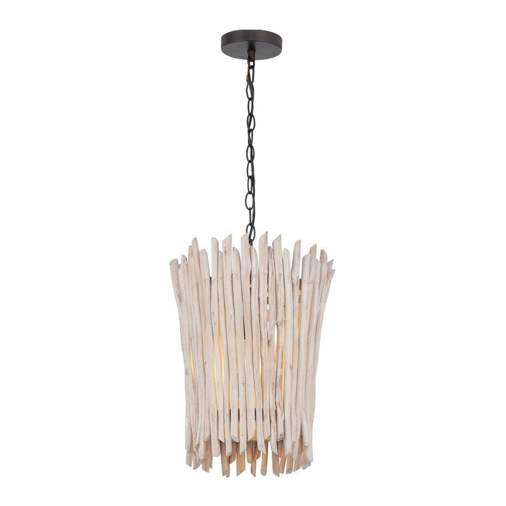Maxim Lighting 22421WWTBZ Baywood 1 Light Pendant - full view with chain and canopy on white background