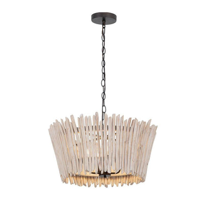 Maxim Lighting 22424WWTBZ Baywood 4 Light 24 inch Weathered White Textured Bronze Chandelier Ceiling Light - angled view showing lit interior