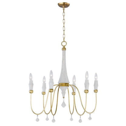 Maxim Lighting 22436CSTGL Claymore 6 Light 28 Inch Claystone Gold Leaf Chandelier Ceiling Light - Full View with Chain