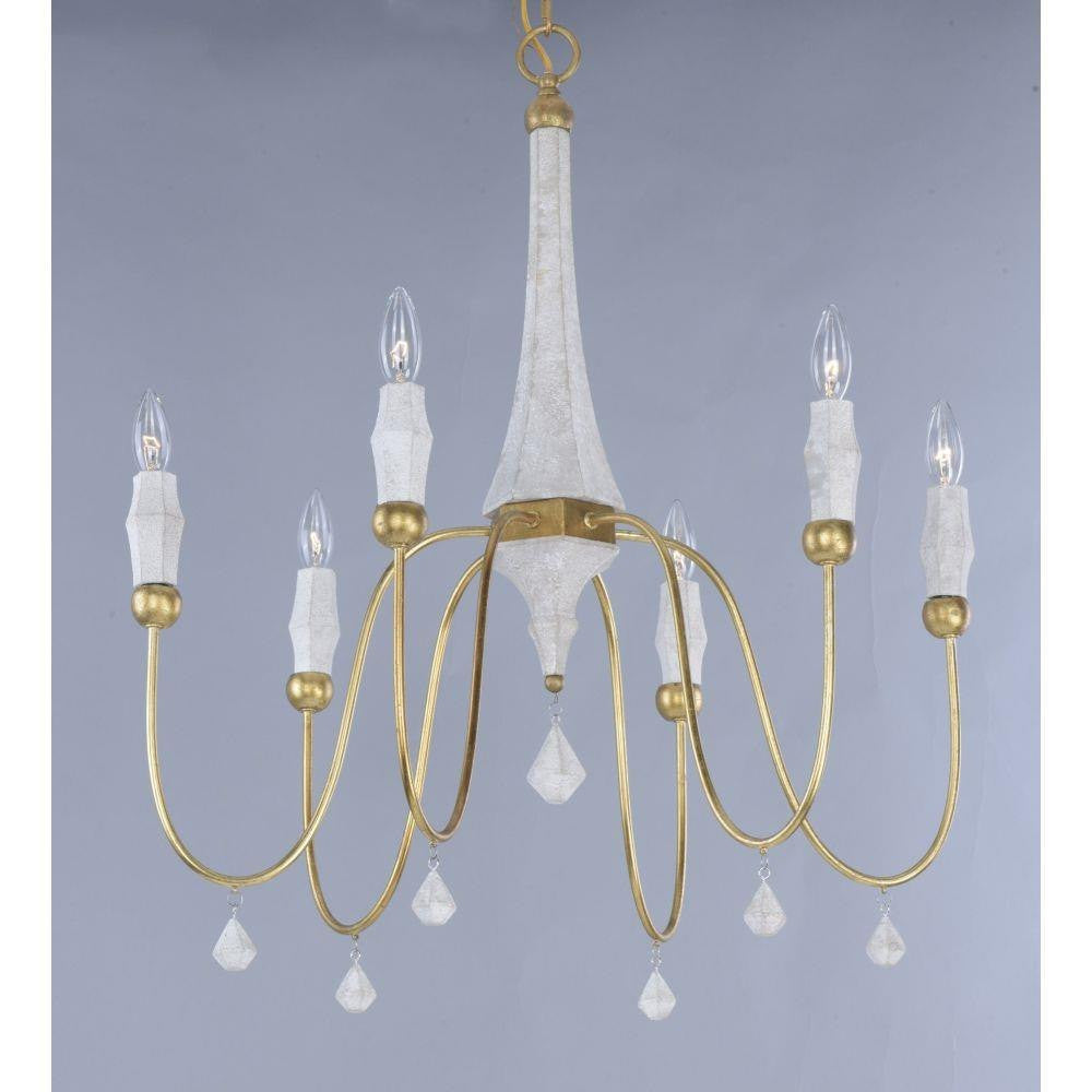 Maxim Lighting 22436CSTGL Claymore 6 Light 28 Inch Claystone Gold Leaf Chandelier Ceiling Light - Front Close View