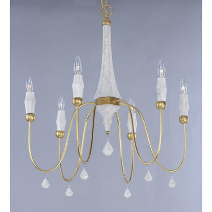 Maxim Lighting 22436CSTGL Claymore 6 Light 28 Inch Claystone Gold Leaf Chandelier Ceiling Light - Front Close View