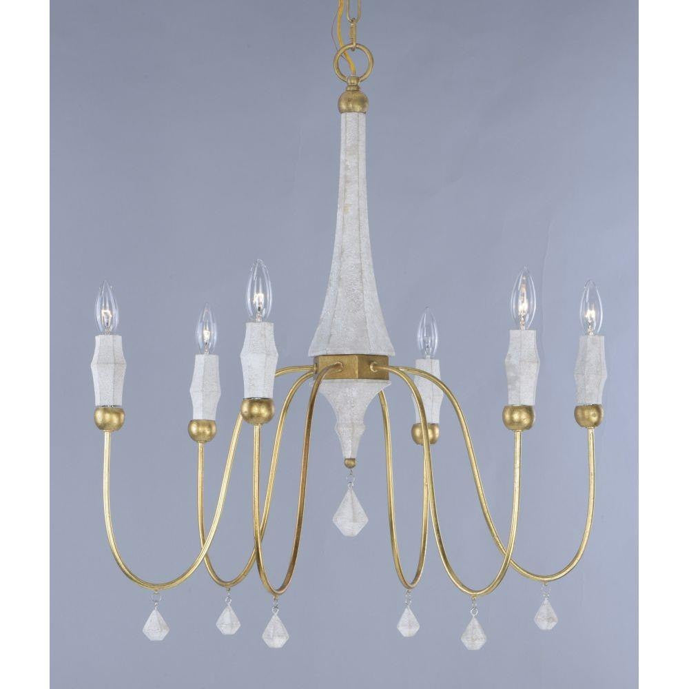 Maxim Lighting 22436CSTGL Claymore 6 Light 28 Inch Claystone Gold Leaf Chandelier Ceiling Light - Angle View
