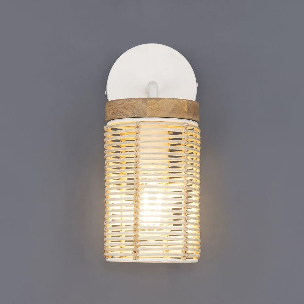 Maxim Lighting 22440NAEC Vannerie Wall Sconce illuminated on gray wall - front view