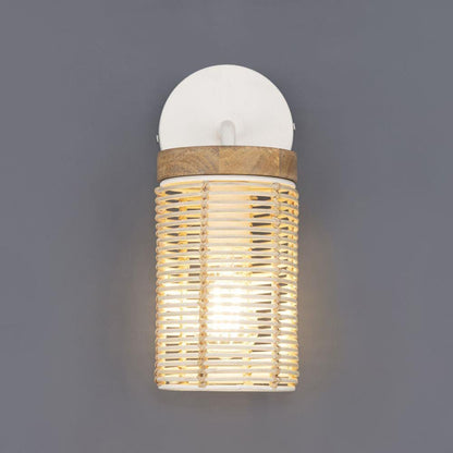 Maxim Lighting 22440NAEC Vannerie Wall Sconce illuminated on gray wall - front view