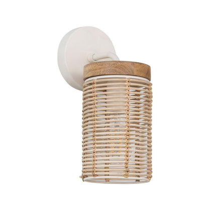 Maxim Lighting 22440NAEC Vannerie 1 Light Ecru Wall Sconce with Natural Rattan Shade and Weathered Wood Accents - White Background