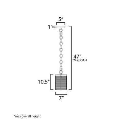 Maxim Lighting 22441NAEC Vannerie 1 Light Ecru Pendant - Dimension Diagram