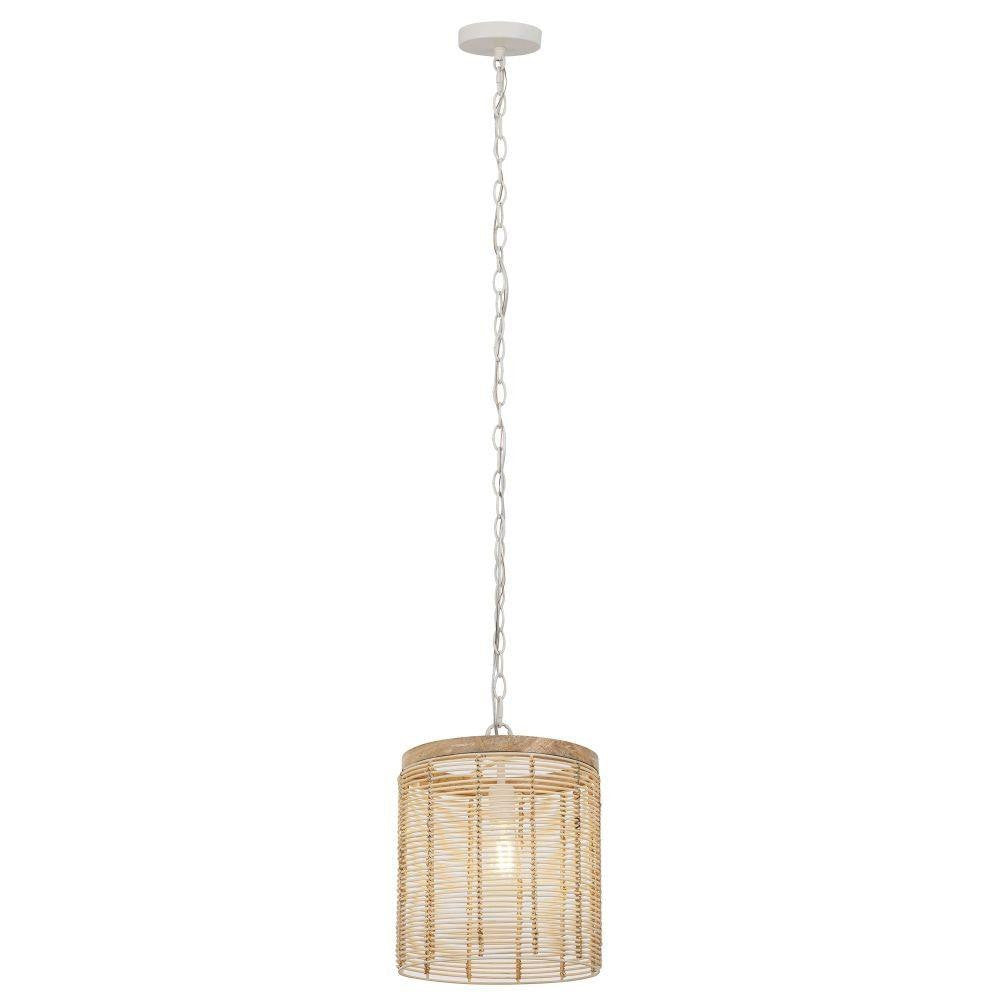 Maxim Lighting 22441NAEC Vannerie 1 Light Ecru Pendant - White Background Full Chain View