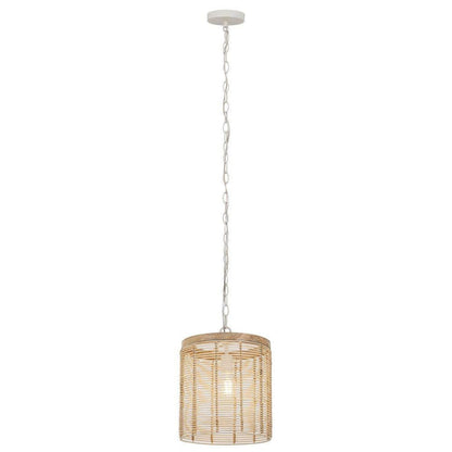 Maxim Lighting 22441NAEC Vannerie 1 Light Ecru Pendant - White Background Full Chain View