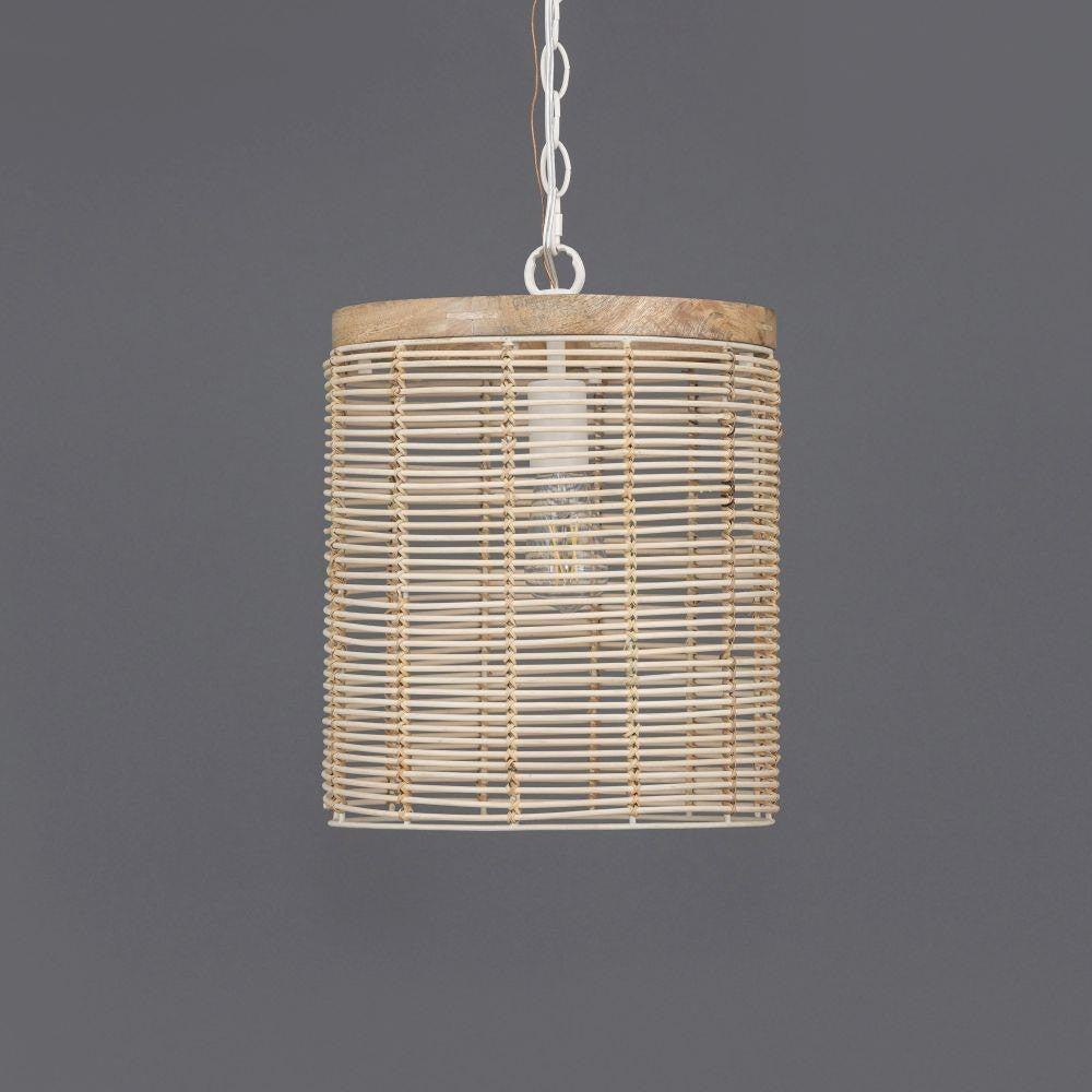 Maxim Lighting 22441NAEC Vannerie 1 Light Ecru Pendant - Dark Background Side View