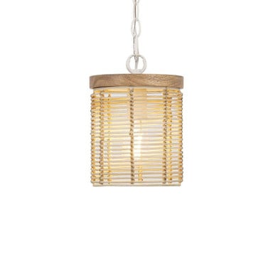 Maxim Lighting 22441NAEC Vannerie 1 Light Ecru Pendant - Close-Up Angle View