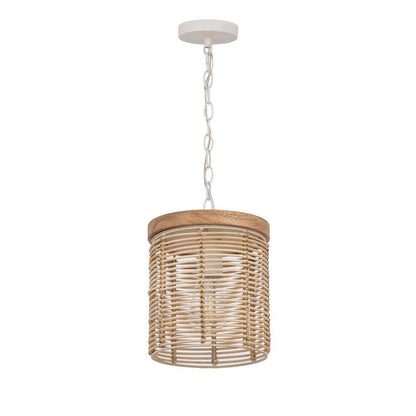 Maxim Lighting 22441NAEC Vannerie 1 Light Ecru Pendant - White Background Front View