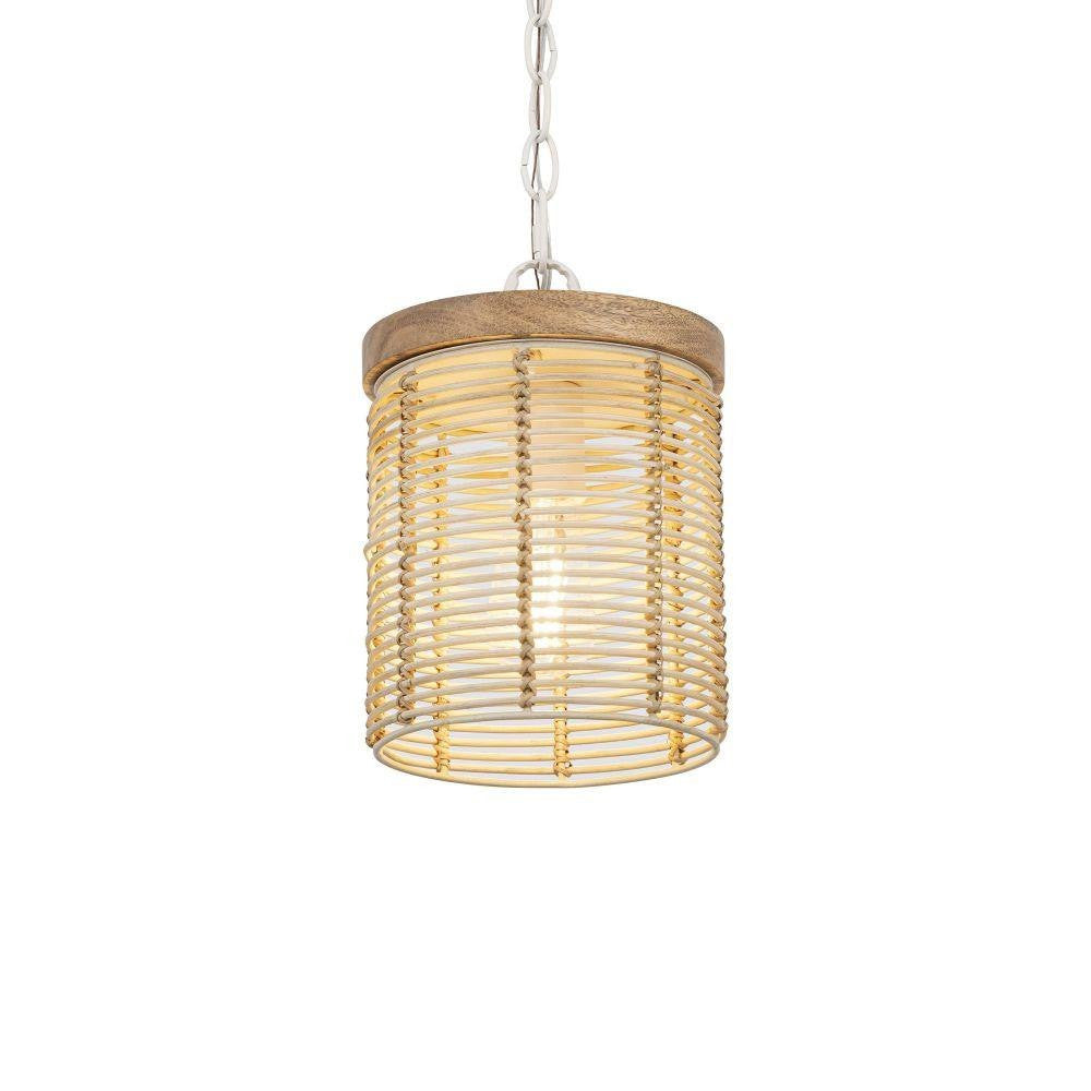 Maxim Lighting 22442NAEC Vannerie Pendant - Lit Close-Up Angle View