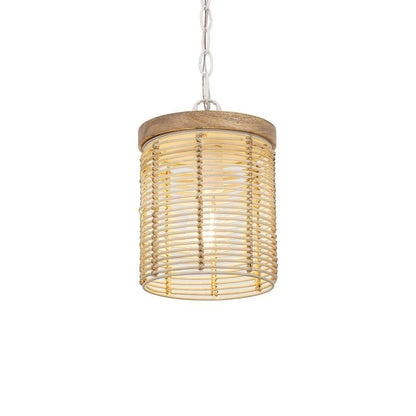 Maxim Lighting 22442NAEC Vannerie Pendant - Lit Close-Up Angle View