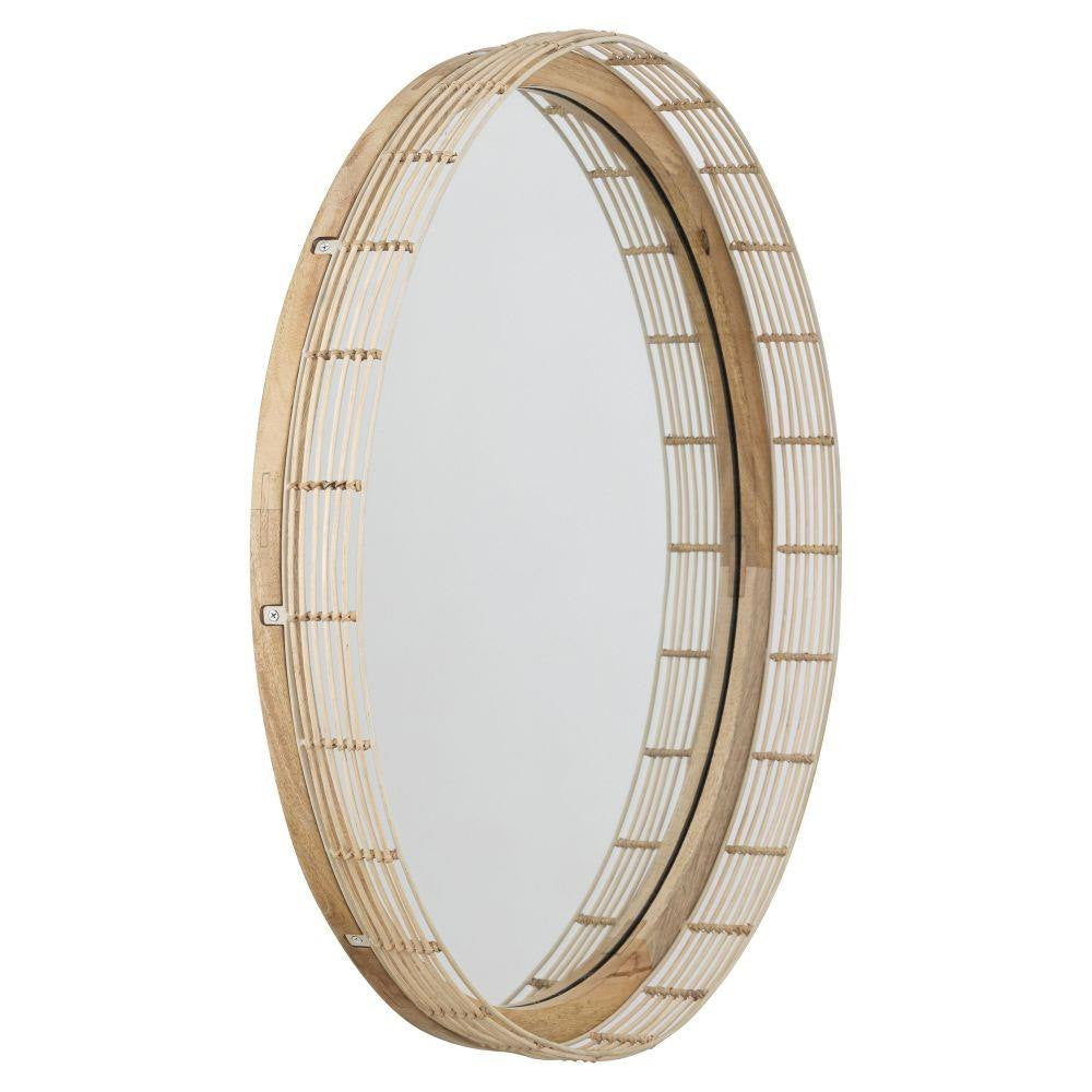 Maxim Lighting 22449NAEC Vannerie 30 Inch Ecru Round Wall Mirror - Alternate Angle View