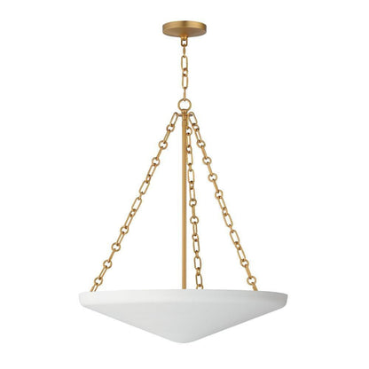 Maxim Lighting 22456WTNAB Artemis 6 Light Natural Aged Brass Pendant with Plaster White cone shade on white background