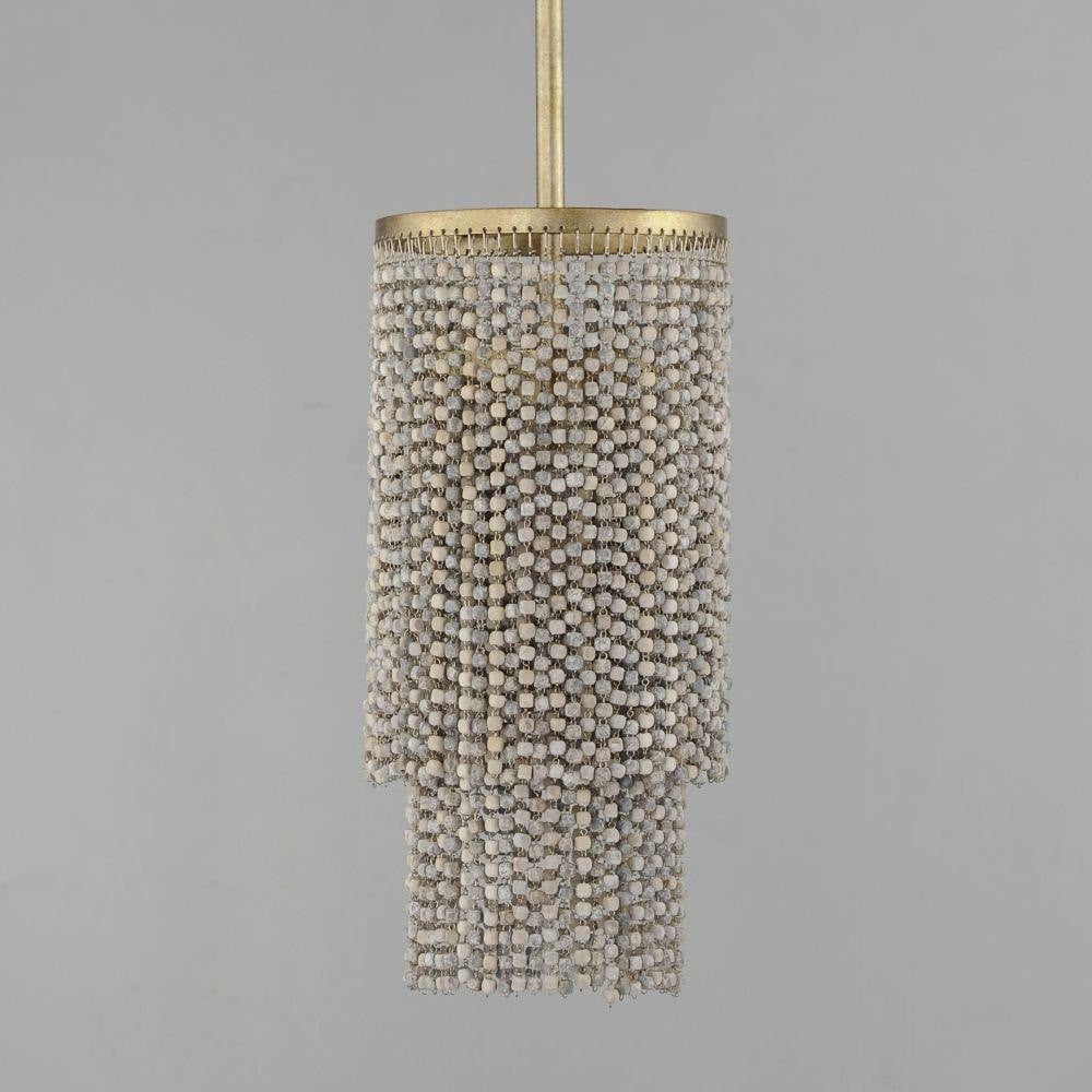 Maxim Lighting 22461WWDGS Fontaine 1 Light Golden Silver Beaded Pendant - Front View