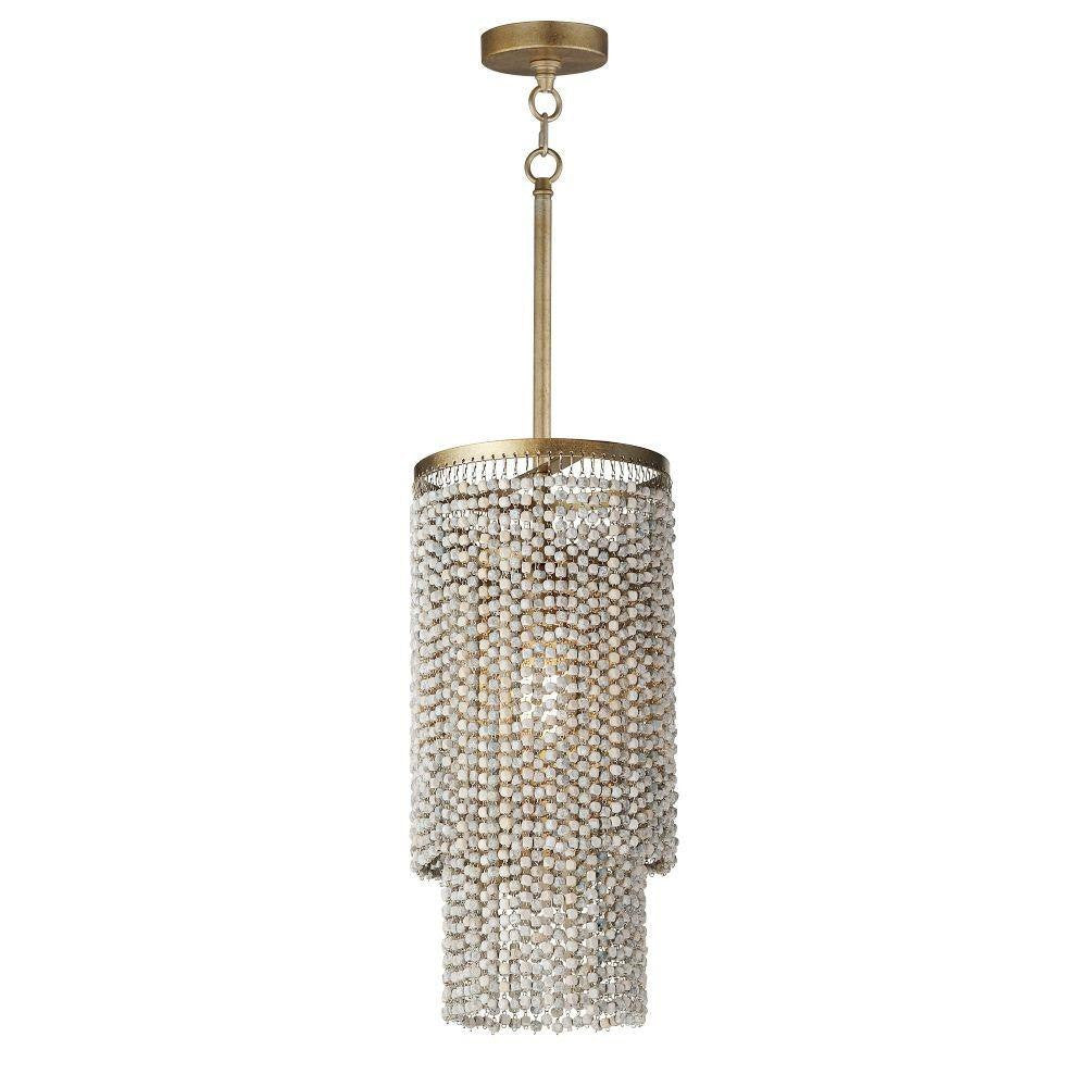 Maxim Lighting 22461WWDGS Fontaine 1 Light Golden Silver Beaded Pendant - Full Hanging View